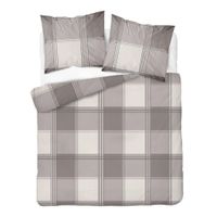 Pościel flanelowa 160x200cm. Flanela bawełniana gruba - beżowa krata