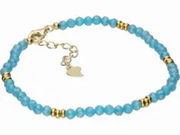 ELEGANCKA POZŁACANA SREBRNA BRANSOLETKA FASETOWANY AKWAMARYN KÓŁKA KÓŁECZKA