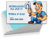 Wizytówki firmowe REKLAMOWE Foliowane 1000 szt USŁUGI HYDRAULICZNE