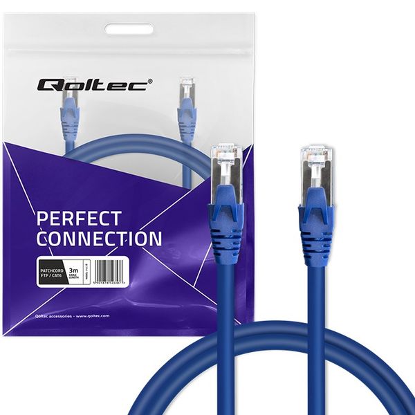 Qoltec Kabel Patchcord FTP CAT6 2xRJ-45 3m High speed Gold Ekranowany zdjęcie 5