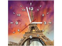 30X30CM ZEGAR WIEŻA EIFFLA OBRAZ DREWNO