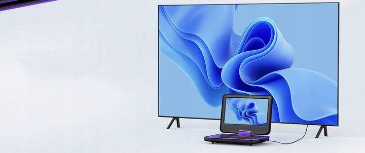 PRZENOŚNY SAMOCHODOWY ODTWARZACZ DVD 9'' LCD FIOLETOWY na 2000mAh Baterią zdjęcie 2