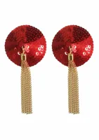 sequin nipple covers w chain - błyszczące osłonki z łańcuszkiem, złote