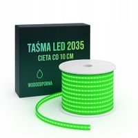 Taśma Led 2835 230v 10w Zielona Cięta Co 10cm Wodoodporna Bez Zasilacza