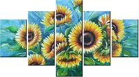 75CM 120 OBRAZ 5 ELEM SŁONECZNIKI NIEBIESKIM ŚCIENNY DRUK