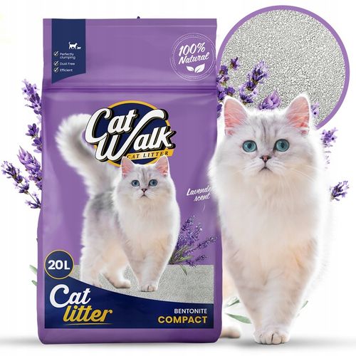 Żwirek dla kota bentonitowy zbrylający LAWENDOWY CatWalk Compact 20L na Arena.pl