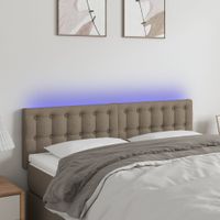 Zagłówek do łóżka z LED, taupe, 144x5x78/88 cm, tkanina