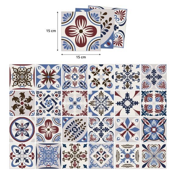 Naklejki Samoprzylepne Na Kafelki MOZAIKA Marokańska Zestaw 24 szt. 15x15 zdjęcie 9