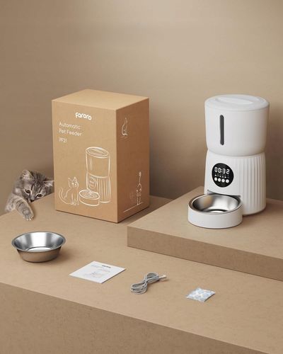 Automatyczny Podajnik Karmy Dla Kota Psa Dozownik Timer Miska 4L Biały na Arena.pl