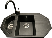 Zlewozmywak narożny ANTILA grafit + bateria NOON