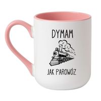 KUBEK "DYMAM JAK PAROWÓZ" Wzór - Elegant Biało-Różowy 330 ml