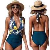 KOSTIUM KĄPIELOWY MODELUJĄCY JEDNOCZĘŚCIOWY STRÓJ DAMSKI BOHO WIĄZANY L