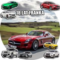 OPŁATEK NA TORT 30CM - SAMOCHODY AUTA MERCEDES + IMIĘ + GRATIS! 24CM 26CM