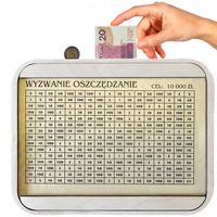 Skarbonka wykreślana 10000 zł Wyzwanie Oszczędzanie Wykreślanka