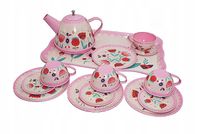 SERWIS DO HERBATY KAWY DLA DZIECI ZESTAW FILIŻANKI TALERZYKI CZAJNIK- METAL