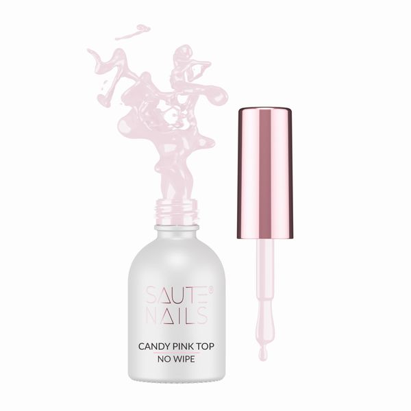 SAUTE NAILS Top hybrydowy CANDY PINK No Wipe - 8ml zdjęcie 1
