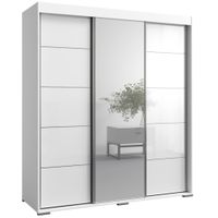 Szafa przesuwna z lustrem Como 3D1L 180 Biała (lacobel)
