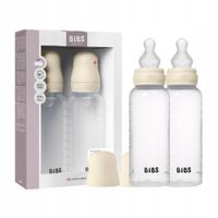 Butelki dla dzieci BIBS plastik smoczek silikon Antykolka 2szt 270ml Ivory