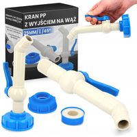 Zawór PP MAUZERA 25 mm 3/4 45° Kran Zbiornika 1000L Beczki IBC ZŁĄCZE WĘŻA