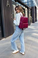 Skórzany plecak A4 duży pojemny do szkoły Włoski kremowy P16