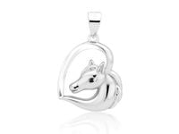 RODOWANY SREBRNY WISIOR SERCE KONIK HORSE CYRKONIE