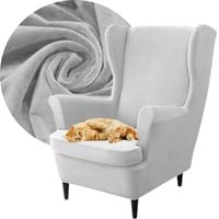 POKROWIEC NA FOTEL USZAK WELUR PREMIUM JASNY SZARY