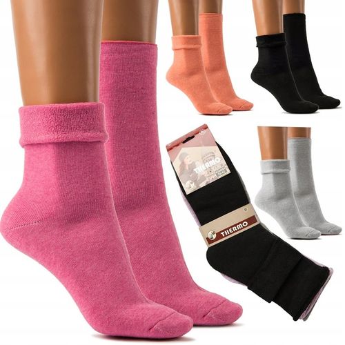 Skarpety damskie BAWEŁNIANE BEZUCISKOWE TERMICZNE CIEPŁE 39-42 na Arena.pl