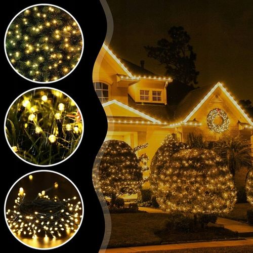 LAMPKI CHOINKOWE ŚWIATEŁKA 500LED ZEWNĘTRZNE WEWNĘTRZNE BIAŁE CIEPŁE 32M na Arena.pl