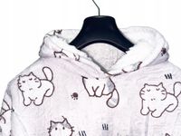 KOC BLUZA Oversize Gruba KOCOBLUZA 2w1 XXL Wzór KOTKI KOT Futrzak Bluzo Koc