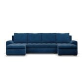 Narożnik U, z leżankami, BOSCO, sztruks, 302x159x89 cm, granat | TYLETEGOTU