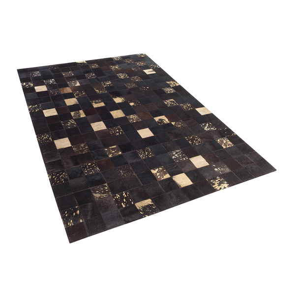 Dywan patchwork skórzany 140 x 200 cm brązowy BANDIRMA zdjęcie 1