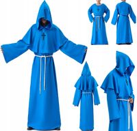 KOSTIUM MNICHA PRZEBRANIE NA HALLOWEEN STRÓJ PELERYNA MNICH NIEBIESKI M