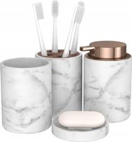 DUŻY ZESTAW ŁAZIENKOWY 4w1 MARMUR Marble + Miedz