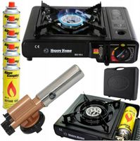 KUCHENKA GAZOWA TURYSTYCZNA + 5 KARTUSZY GAZOWYCH + PALNIK GAZOWY ŻELIWNY