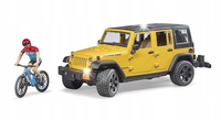 Jeep Wrangler Rubicon z rowerem górskim i figurką kolarza Bruder 02543