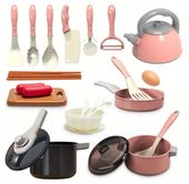 AKCESORIA KUCHENNE DLA DZIECI ZESTAW ZABAWEK GARNKI NACZYNIA SZTUĆĆE 61el.