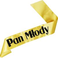 Pan Młody - złota szarfa z nadrukiem w kolorze czarnym