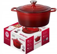 Garnek tradycyjny MG Home Infinito żeliwny 4,8 l 25 cm czerwony