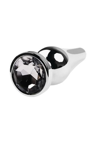 silver anal plug toyfa metal with white round shaped gem, length 9 cm na Arena.pl