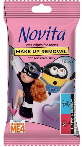 novita minionki chusteczki nawilżane do demakijażu dla nastolatków, 12 szt. na Arena.pl