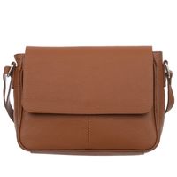 VERA PELLE torebka damska skórzana listonoszka z klapą V556 camel