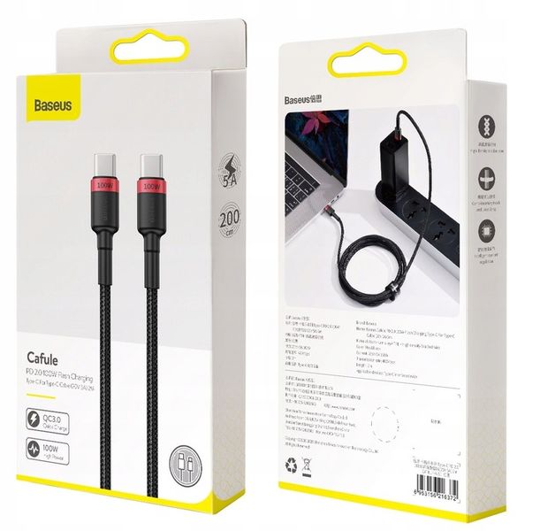BASEUS MOCNY KABEL USB-C SZYBKIE ŁADOWANIE TYPE-C PD 100W QUICK CHARGE 3.0 zdjęcie 4