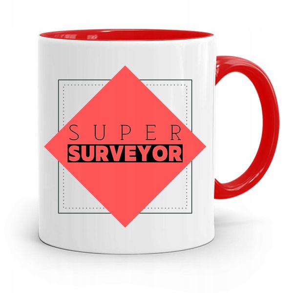 Kubek Czerwony Dla Geodety Super Surveyor Z Nadrukiem Ze Zdjęciem zdjęcie 1