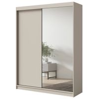 Szafa wysoka przesuwna z lustrem Fiore Plus 2D1L 180 Kaszmir/Czarny