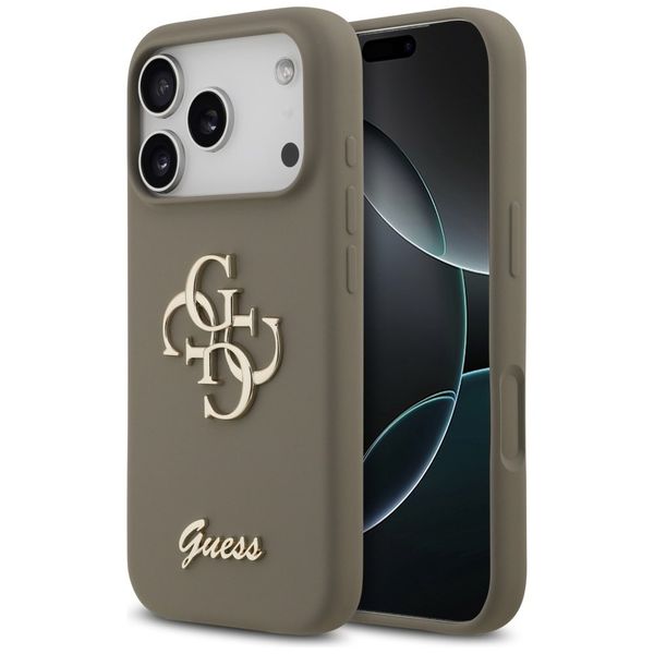 Etui Guess Silicone Big 4G Script do iPhone 17 Pro brązowy zdjęcie 1