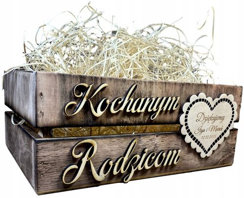 SKRZYNKA DREWNIANA PODZIĘKOWANIE DLA GOŚCI WESELNYCH RODZICÓW CHRZESTNYCH na Arena.pl