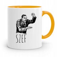 Kubek Żółty Prezent Dla Szefa Kierownika Bossa Z Nadrukiem Ze Zdjęciem