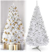 GĘSTE DRZEWKO ŚWIĄTECZNE BIAŁA CHOINKA SZTUCZNA JODŁA ŚWIERK STOJAK 150 CM