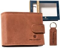 zestaw prezentowy: mały, skórzany portfel męski i brelok - peterson