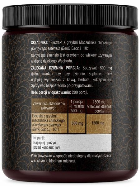 CORDYCEPS SINENSIS 10:1 EKSTRAKT 100G SOLVE LABS zdjęcie 2